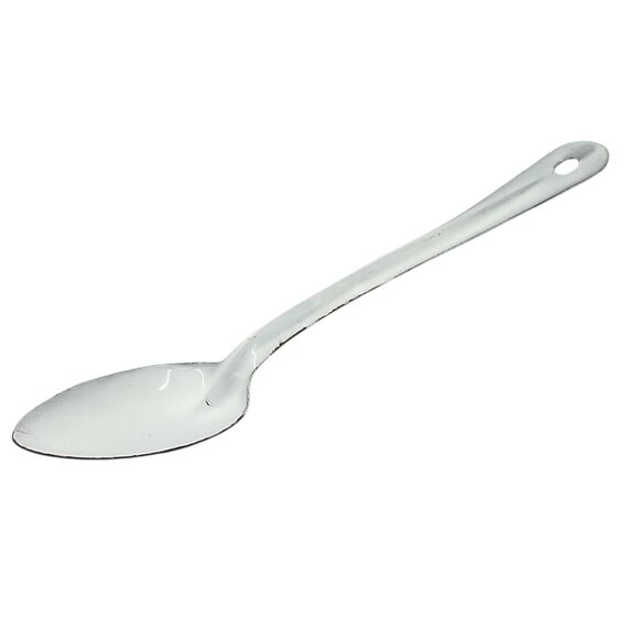 Vintage White Graniteware Spoon Large Kitchen Cookware Serving Farmhouse Country - Picture 2 of 7